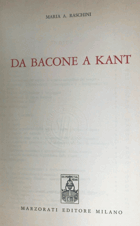 Da Bacone a Kant - Storia del pensiero occidentale