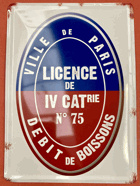 Ville de Paris - Licence de IV Catégorie N. 75 - Débit de boissons ORIG.PLECHOVÁ CEDULE