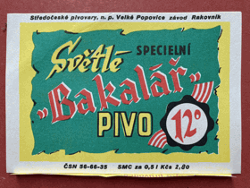 Bakalář 12 - světlé specielní pivo PIVNÍ ETIKETA