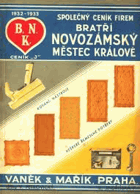 Společný ceník firem Bratří Novozámský Městec Králové B. N. K., 1932-1933, Ceník J- ...