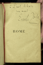 ROME 1st fr.ed!! ORIG.SIGNED-DEDICATED ZOLA TO HIS CLOSE FRIEND PAUL ALEXIS !