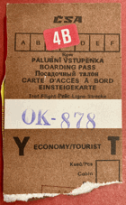 ČSA Palubní vstupenka - Boarding pass, České aerolinie