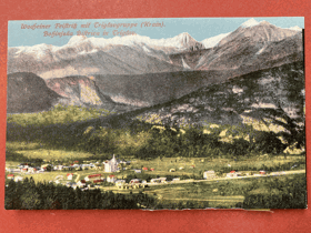 Wocheiner Feistritz mit Triglavgruppe. Bohinjska Bistrica in Triglav