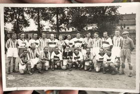 Orig.A6 fotografie Fotbal Braník vzadu jména hráčů