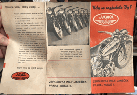 JAWA motocykl orig.A4 skládací oboustranný prospekt