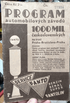 Program automobilových závodů 1000 mil československých na trati Praha-Bratislava-Praha