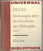 HEGEL Vorlesungen über die Geschichte der Philosophie. Band I