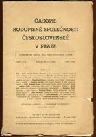Časopis Rodopisné Společnosti R 1 2 Československé v Praze