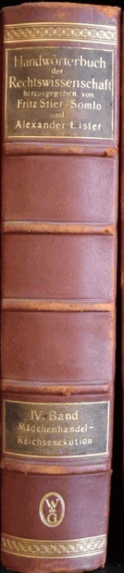 Handwörterbuch der Rechtswissenschaft IV Mädchenhandel Reichsexekution